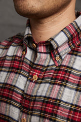 Allenby Flannel Shirt in White/Red Plaid