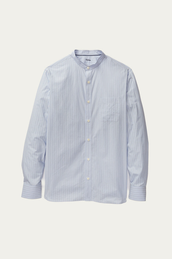 Allenby Woven Poplin Shirt in Light Blue Off-White and Grey