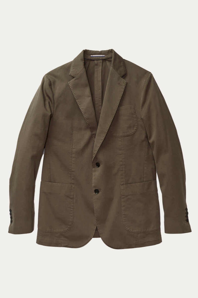 Spruance Garment Dyed and Washed Blazer Italian Twill in Fatigue Green