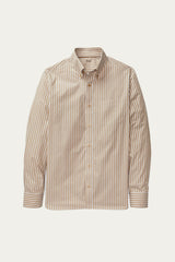 Allenby Woven Shirt in Tan with White Stripe