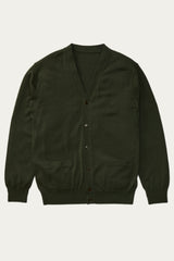 Arnold Fine Merino Wool Cardigan in Moss Green