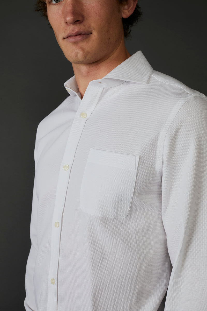 Allenby Woven Textured Shirt in White