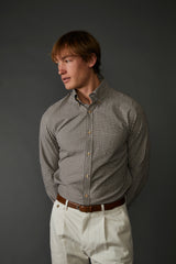Allenby Woven Twill Shirt in Brown Gingham