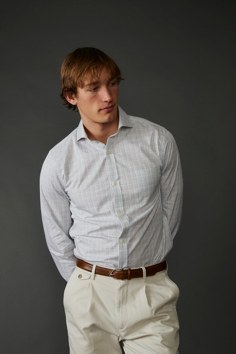 Aberdeen Woven Shirt in Fine Multi-Color Tattersall