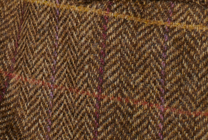 Fletcher British Wool Tweed Coat in Brown/Tan with Yellow/Purple Accents