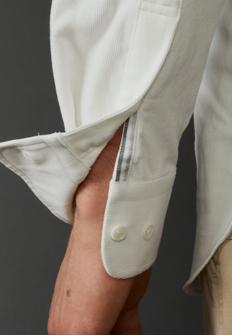 Allenby Woven Fine Wale Corduroy Shirt in Off White