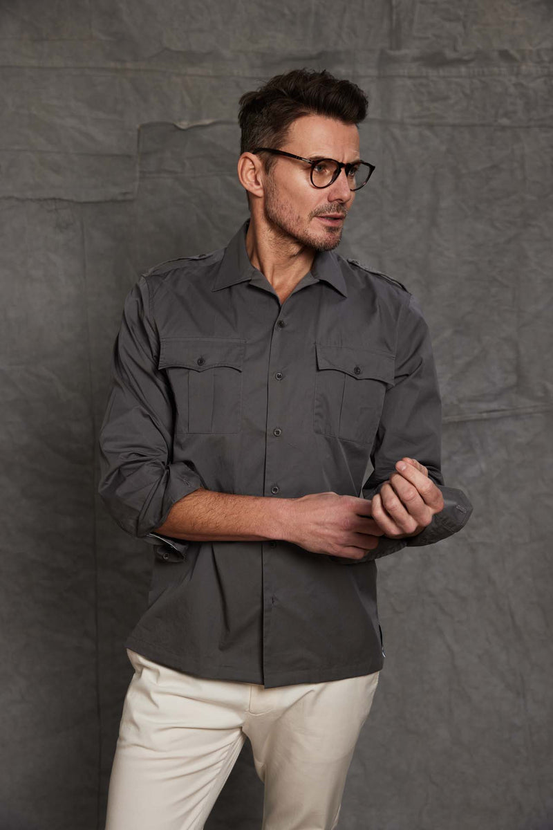 Cromwell Military Shirt in Grey