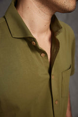 Grant Short Sleeve Jersey Polo in Olive