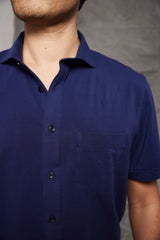 Grant Short Sleeve Jersey Polo in Navy