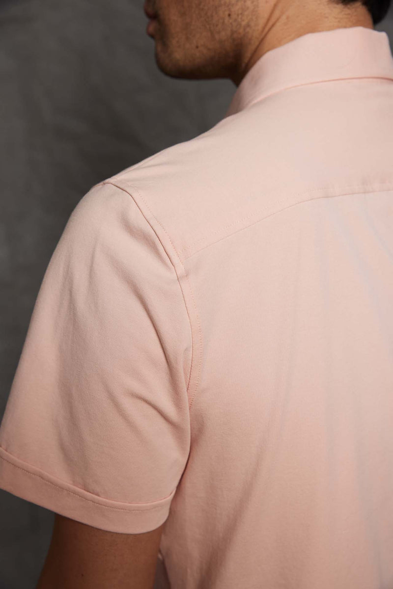 Grant Short Sleeve Jersey Polo in Pink