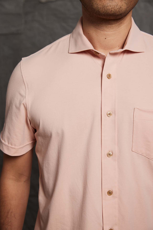 Grant Short Sleeve Jersey Polo in Pink