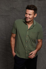 Grant Short Sleeve Jersey Polo in Sage