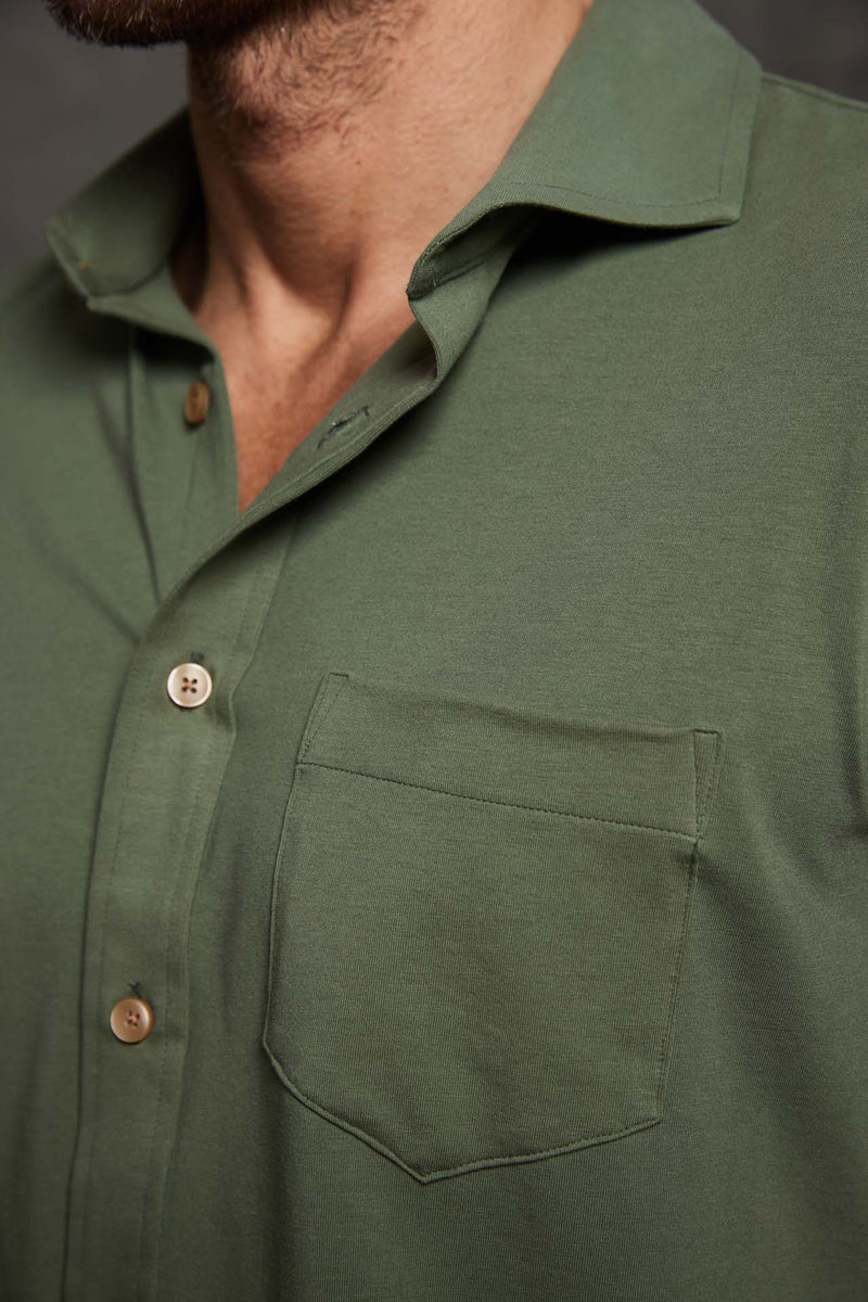 Grant Short Sleeve Jersey Polo in Sage