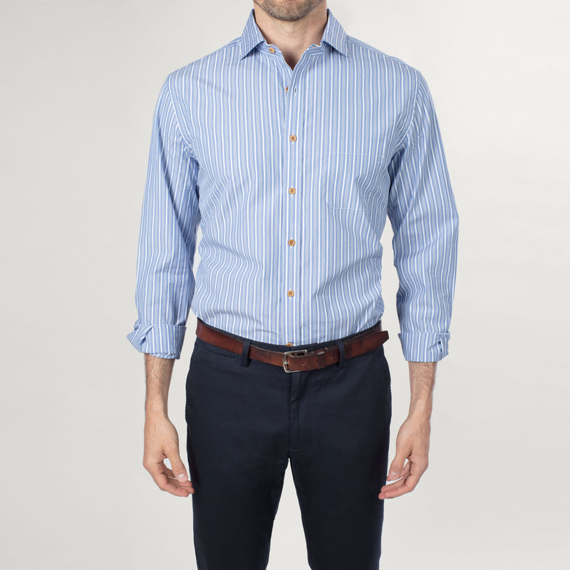 Oglethorpe Shirt in Blue & White Multi Stripe