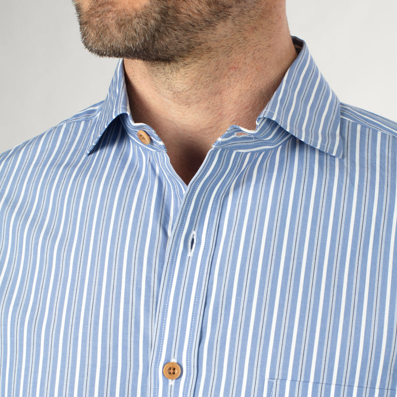 Oglethorpe Shirt in Blue & White Multi Stripe