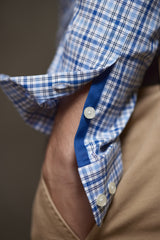 Barton Dress Shirt in Blue & Navy Multi Check