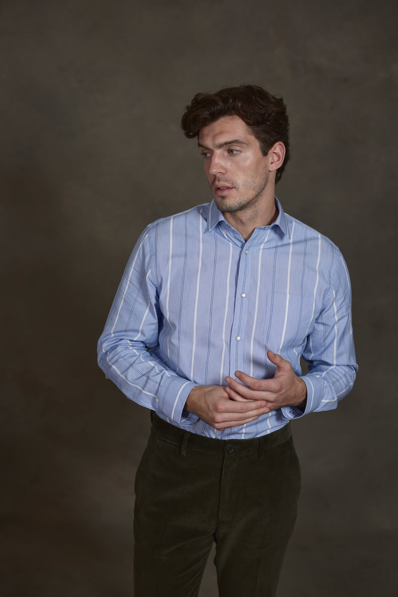 Welch Formal Shirt in Blue & White Stripes