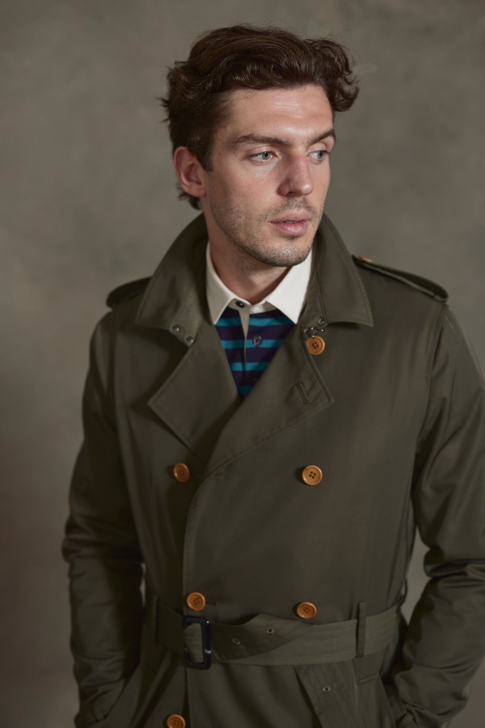 Mens Trench Coat Earl Trench Coat in Olive Onsloe