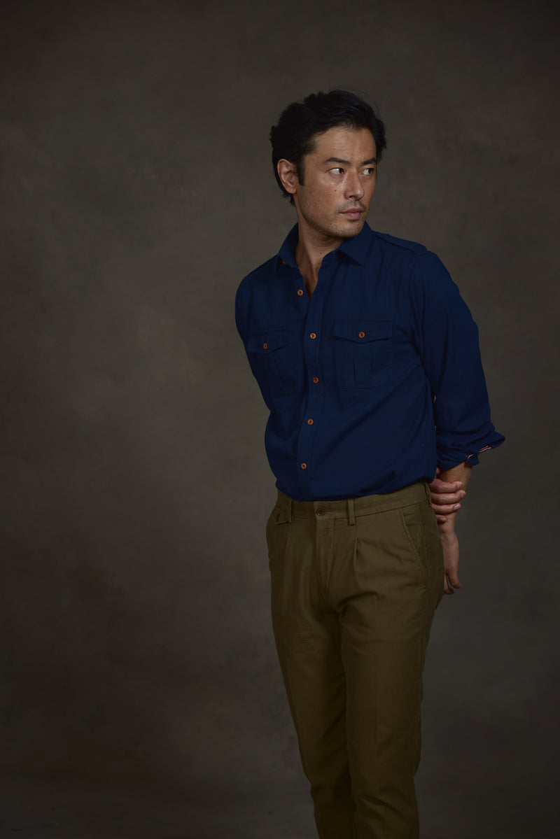 Lucas Military Shirt in Navy