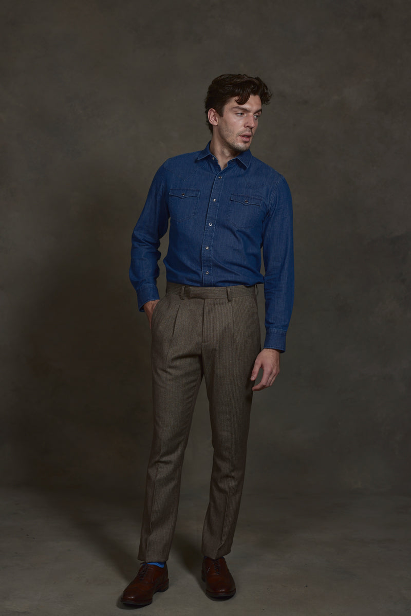 Suit Pants for Mens | Deaton Pleated Herringbone Pant in Light Brown | Onsloe Suit Pants for Mens | Deaton Pleated Herringbone Pant in Light Brown | Onsloe