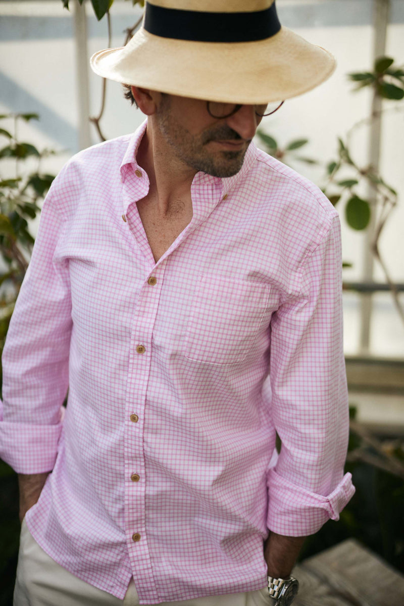 Allenby Oxford Shirt in Pink Check
