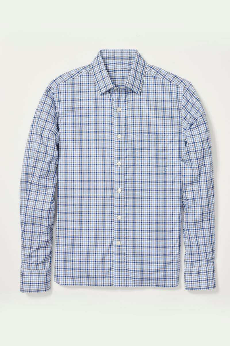 Barton Dress Shirt in Blue & Navy Multi Check
