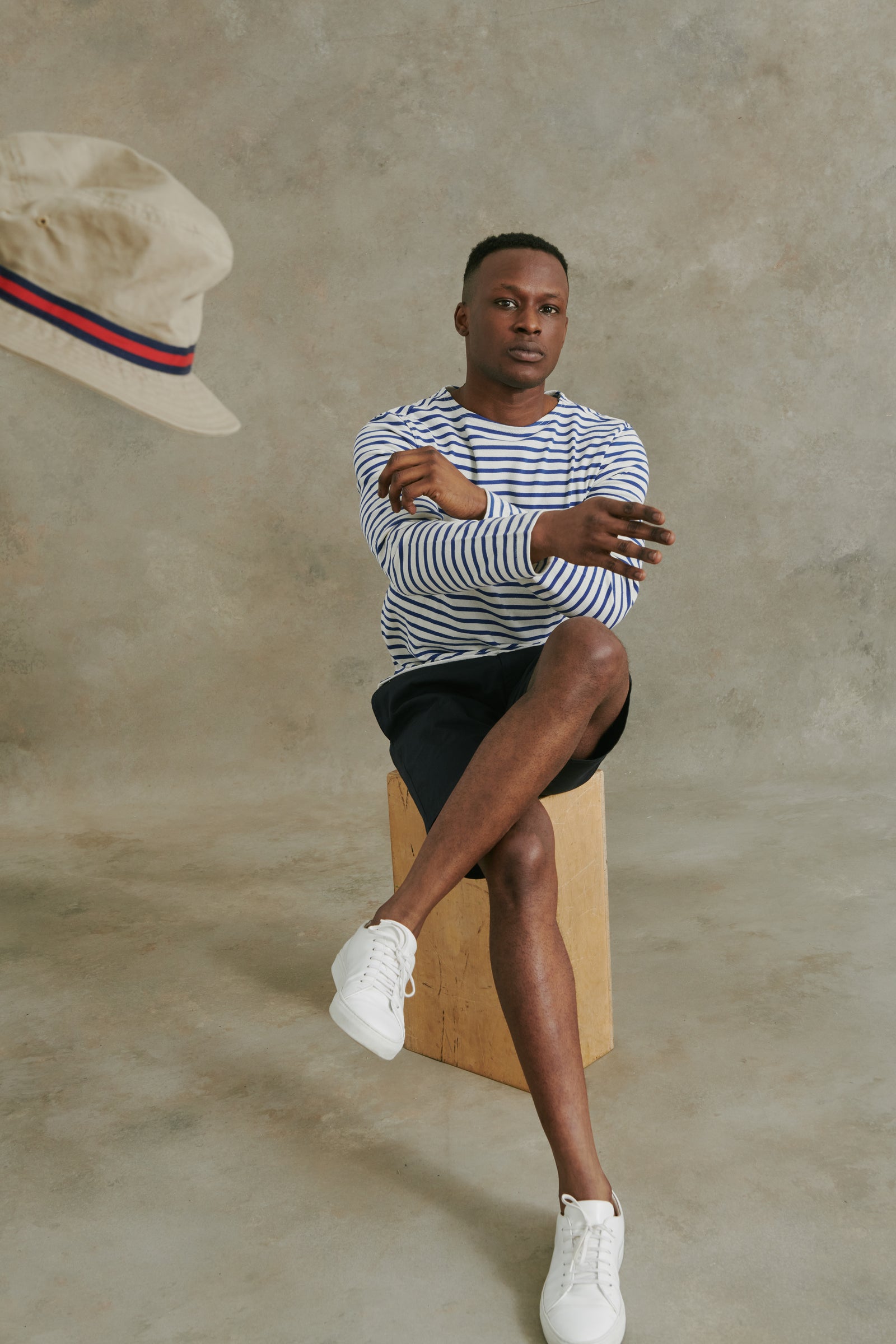 Mens Boatneck | Kenner Long Sleeve Boat Neck Shirt in Cream and