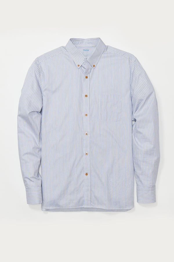 Collingwood Shirt in White Blue & Black Stripe