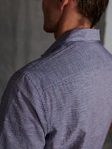 Drake Short Sleeve Linen Shirt in Blue/Red/White Small Check