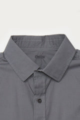 Eldridge Cotton Sateen Military Shirt in Grey
