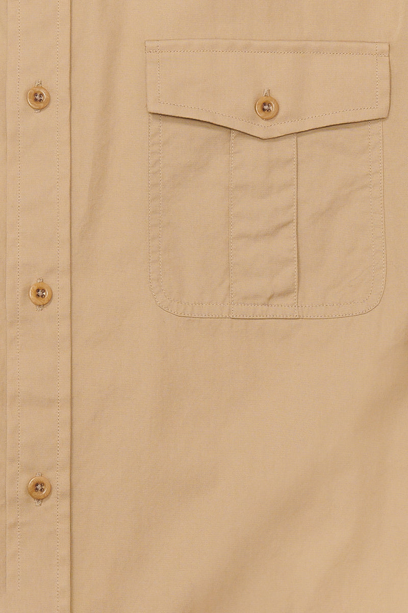 Eldridge Cotton Sateen Military Shirt in Khaki