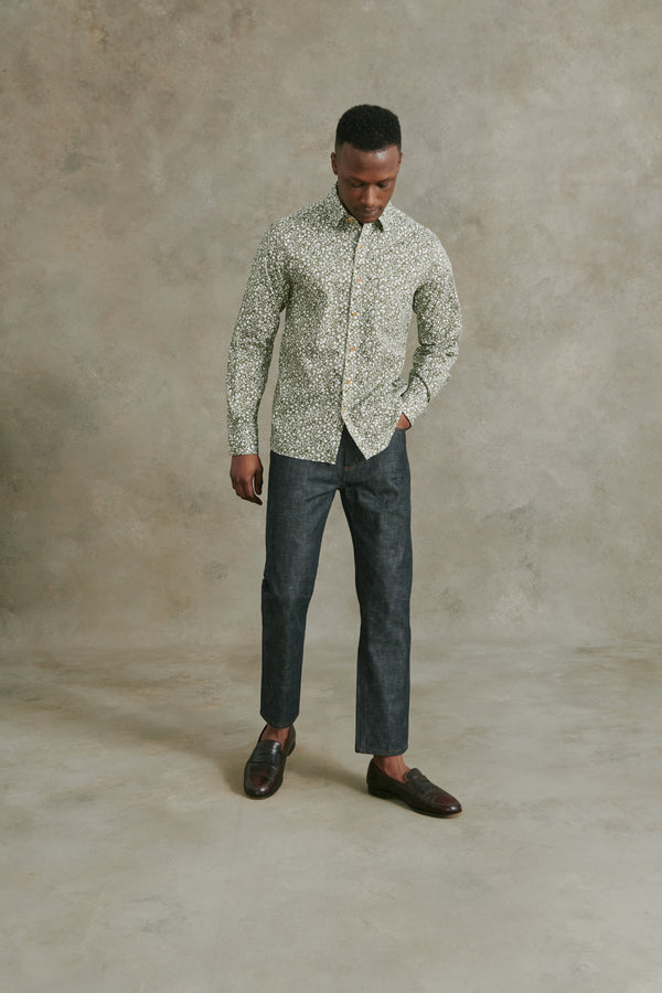 Ogeechee Shirt in Moss Floral Print