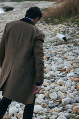 Abner Collard Coat in Brown Plaid