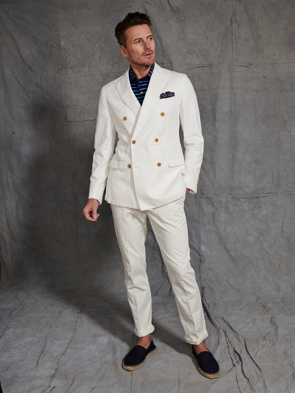 Joffre Double Breasted Soft Sport Coat in White
