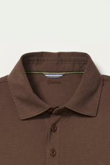 Kingston Long Sleeve Polo in Dark Brown