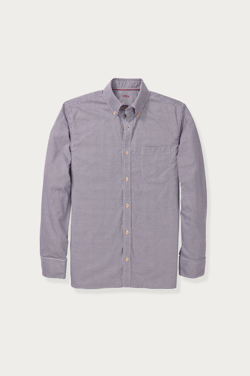 Allenby Houndstooth Oxford Shirt in Navy