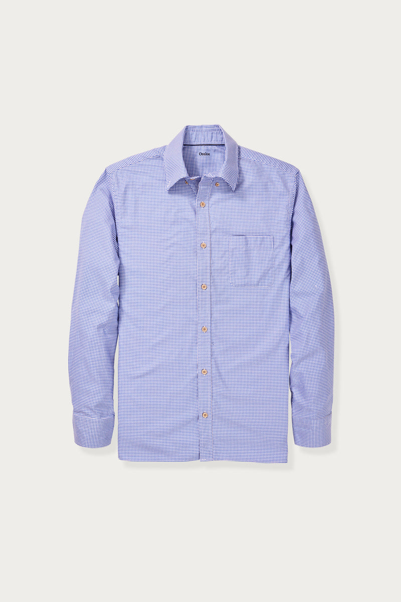 Allenby Houndstooth Oxford Shirt in Blue