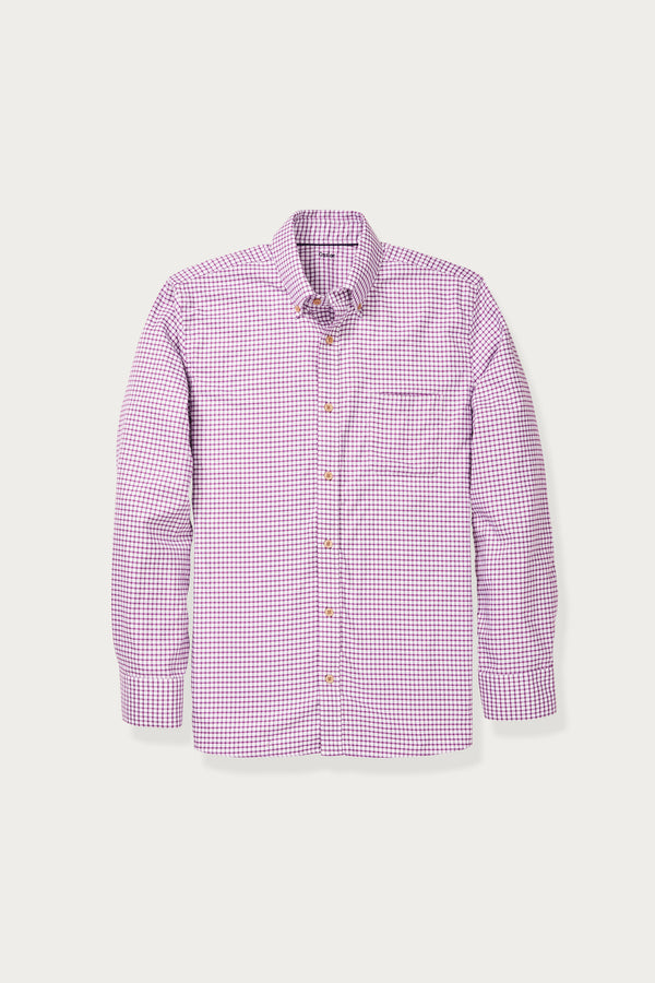 Allenby Oxford Shirt in Maroon Check