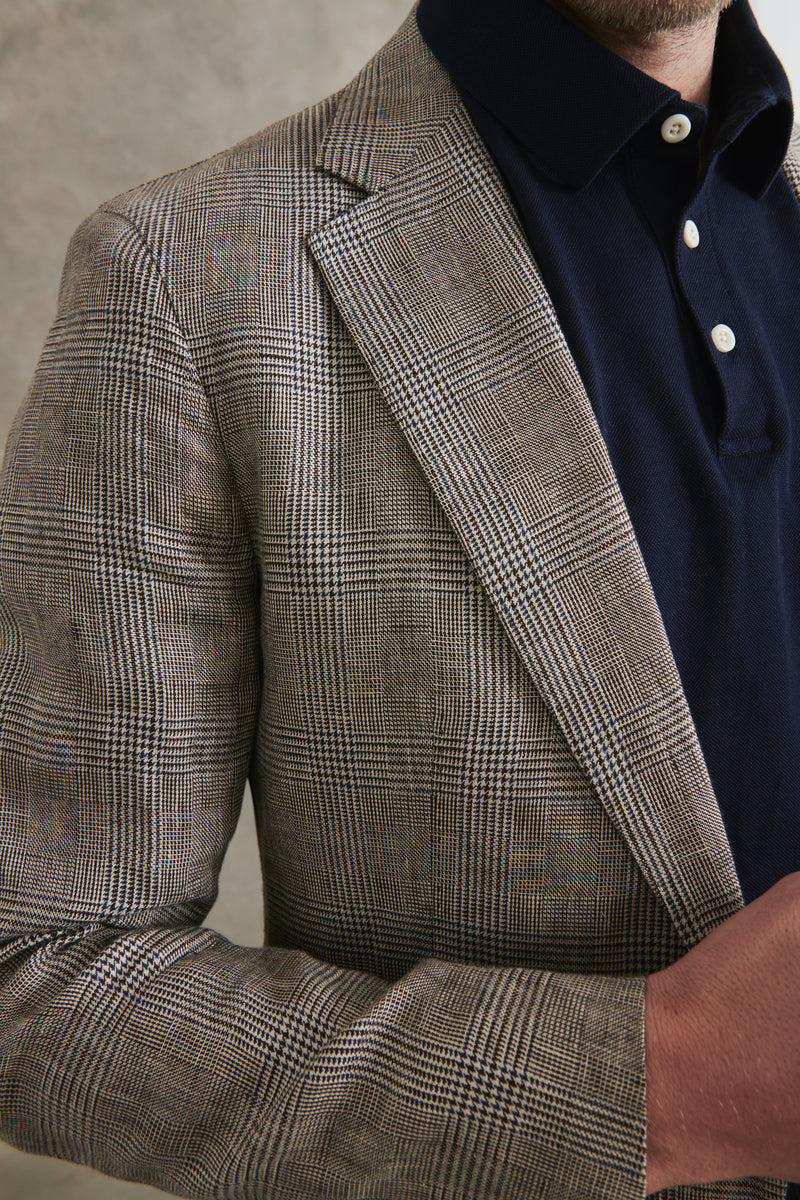 Hopper Linen Soft Blazer in Brown/Blue/Khaki