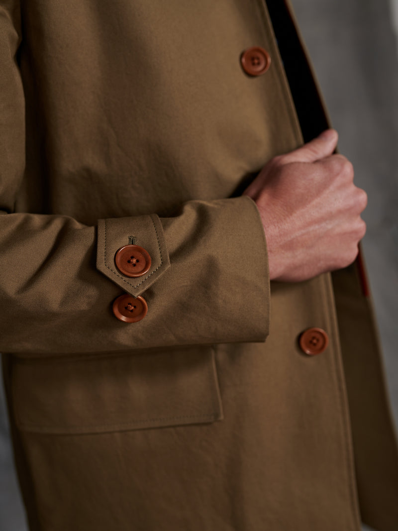 Nelson Water Repellent Classic Mac Coat in Olive