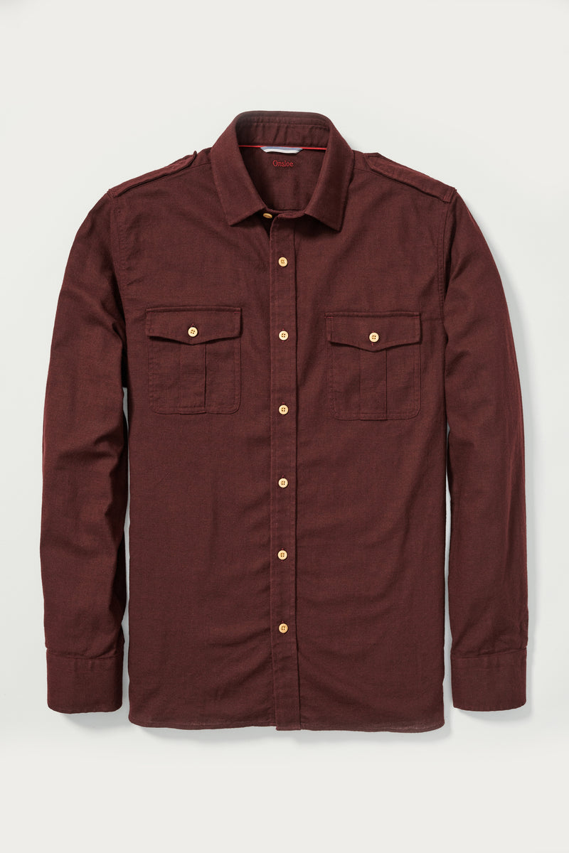 Lucas Military Shirt in Burgundy