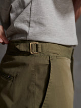 Mitchell Herringbone Chino Pant with Side Tabs in Olive