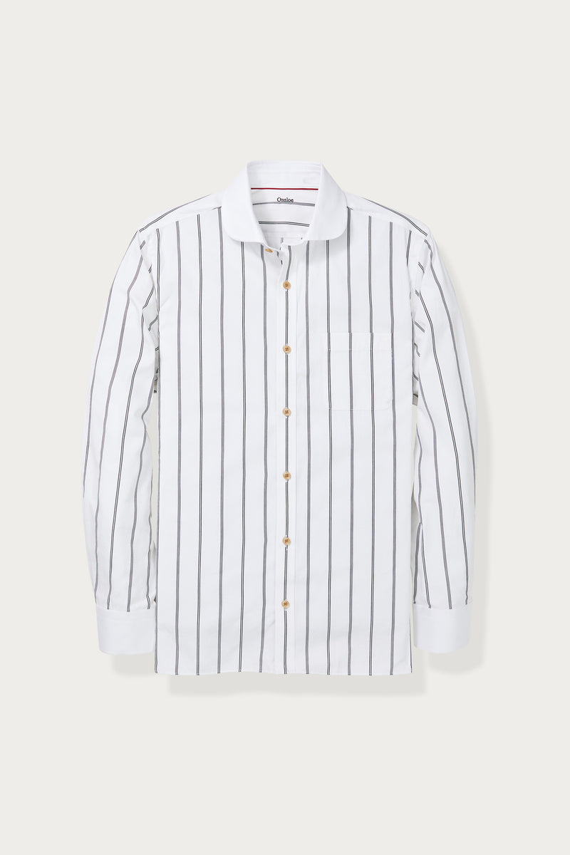 Petain Cotton/Lyocell Stripe Shirt in White