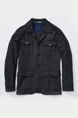Chester Herringbone Safari Jacket in Grey