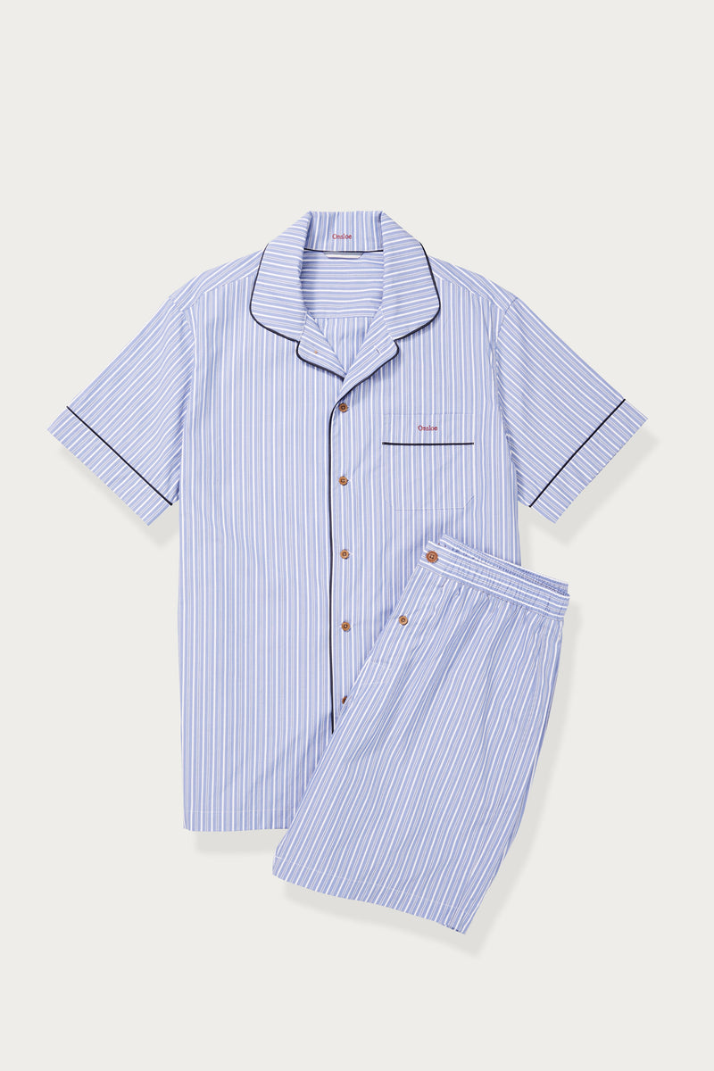 Pajama Set in Pale Blue/White Stripe