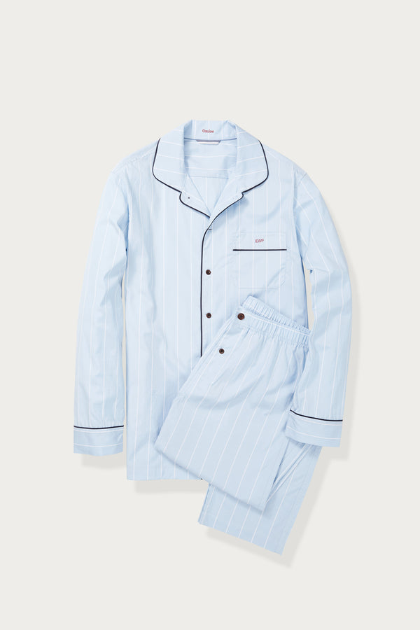 Pajama Set in Light-Blue/White Stripe