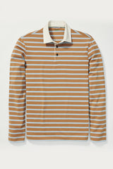 Caspian Rugby Sweater in Cinnamon & Light Blue Stripe