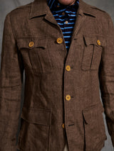 Marlin Linen Safari Jacket in Brown