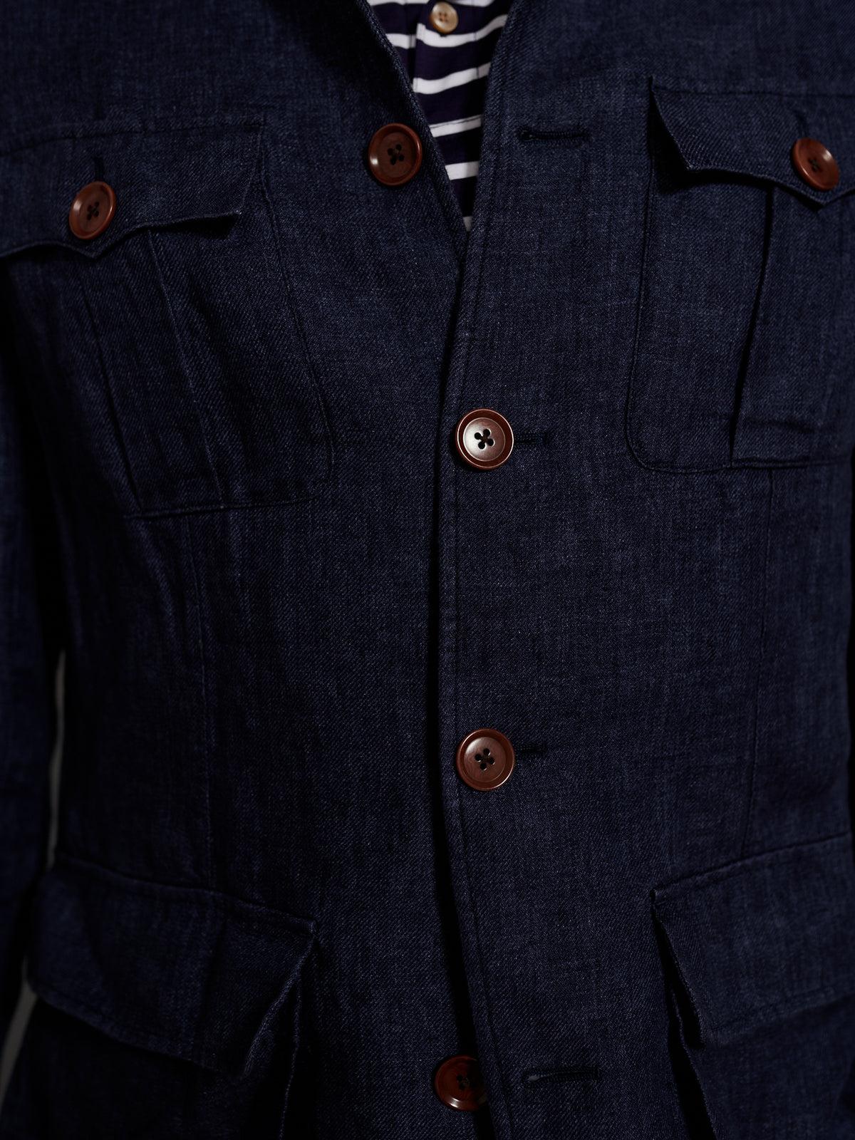 Safari Jacket for Men | Marlin Linen Safari Jacket in Navy | Onsloe