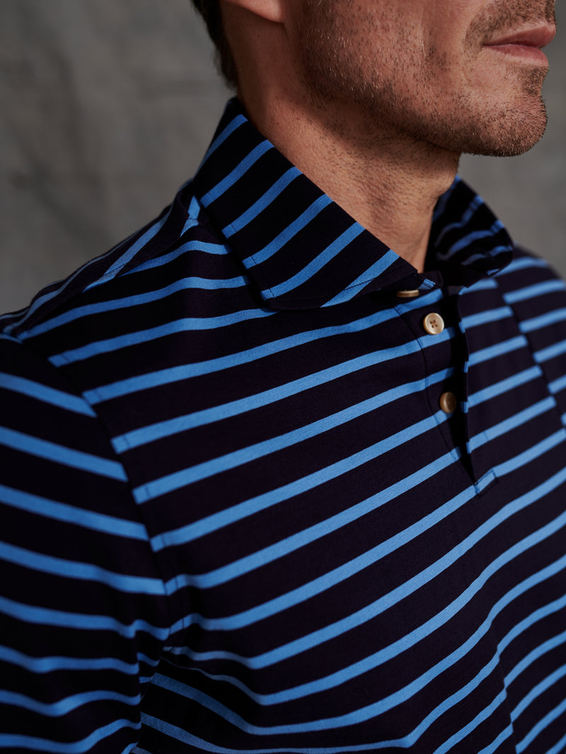 Wellington Polo in Navy/Blue Stripe
